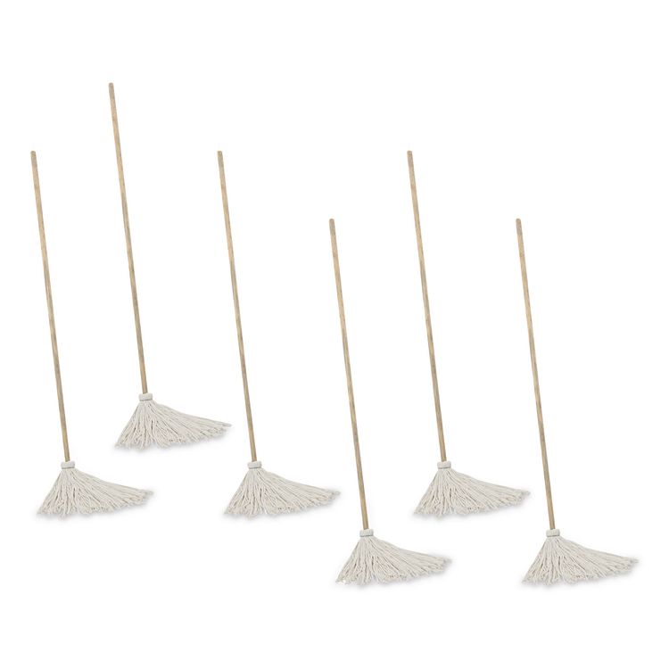 Handle/Deck Mops, #12 White Rayon Head, 48" Natural Wood Handle, 6/Pack