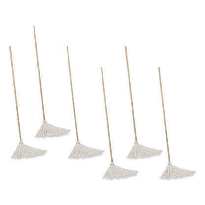 Handle/Deck Mops, #12 White Rayon Head, 48" Natural Wood Handle, 6/Pack