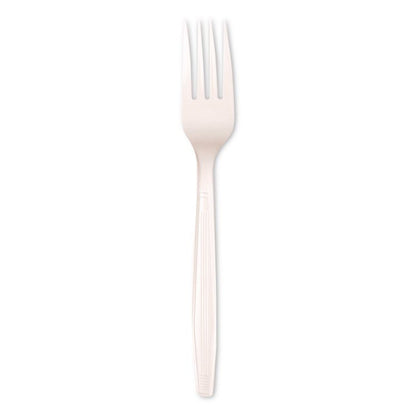 Mediumweight Polystyrene Cutlery, Fork, Plastic, White, 100/Box