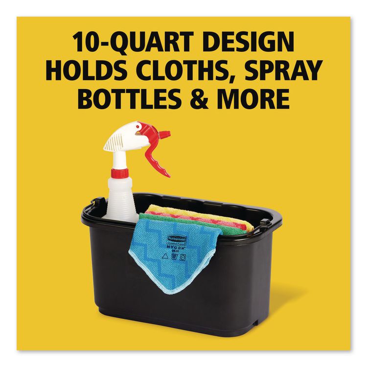 Heavy-Duty Cleaning Cart Caddy, 10 qt, Black, 6/Carton