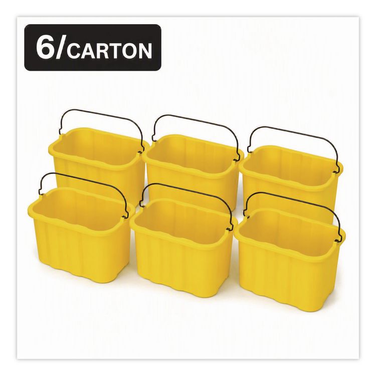 Heavy-Duty Cleaning Cart Caddy, 10-qt, Yellow, 6/Carton