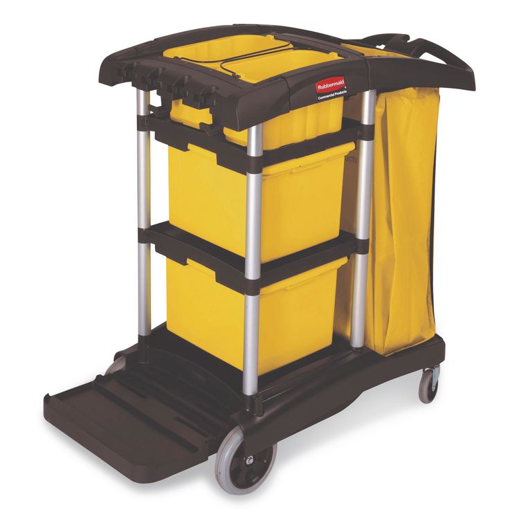 Heavy-Duty Cleaning Cart Caddy, 10-qt, Yellow, 6/Carton