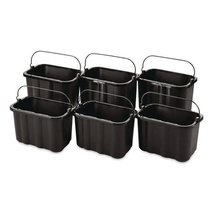 Heavy-Duty Cleaning Cart Caddy, 10 qt, Black, 6/Carton