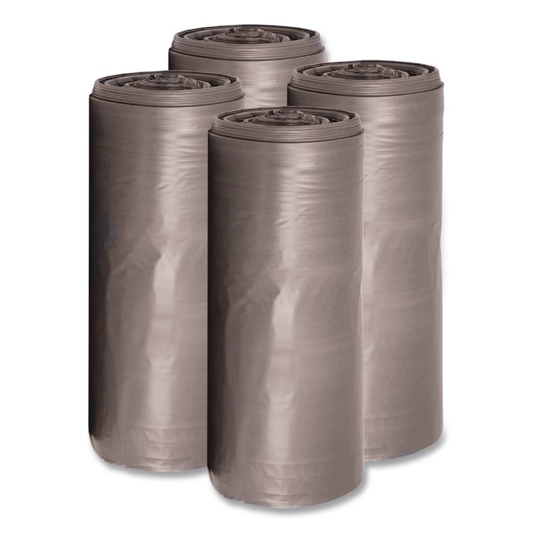 Low-Density Waste Can Liners, 30 gal, 0.95 mil, 30" x 36", Gray, Perforated Roll, 25 Bags/Roll, 4 Rolls/Carton