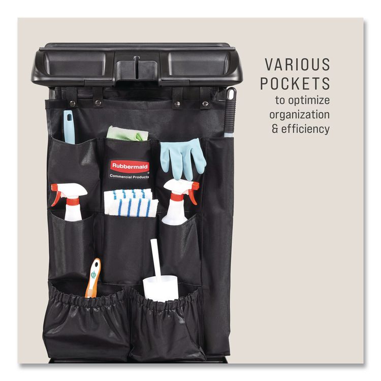 Fabric 9-Pocket Cart Organizer, 19.8 x 1.5 x 27.5, Black, 6/Carton