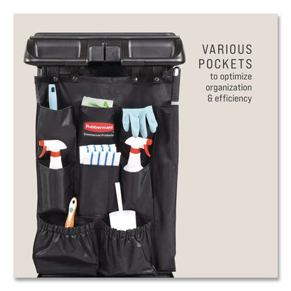 Fabric 9-Pocket Cart Organizer, 19.8 x 1.5 x 27.5, Black, 6/Carton