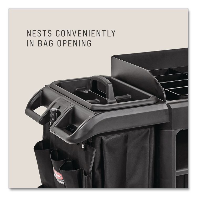Cleaning Caddy, Compatible with Full Size and Compact Housekeeping Carts, Plastic, Black, 6/Carton