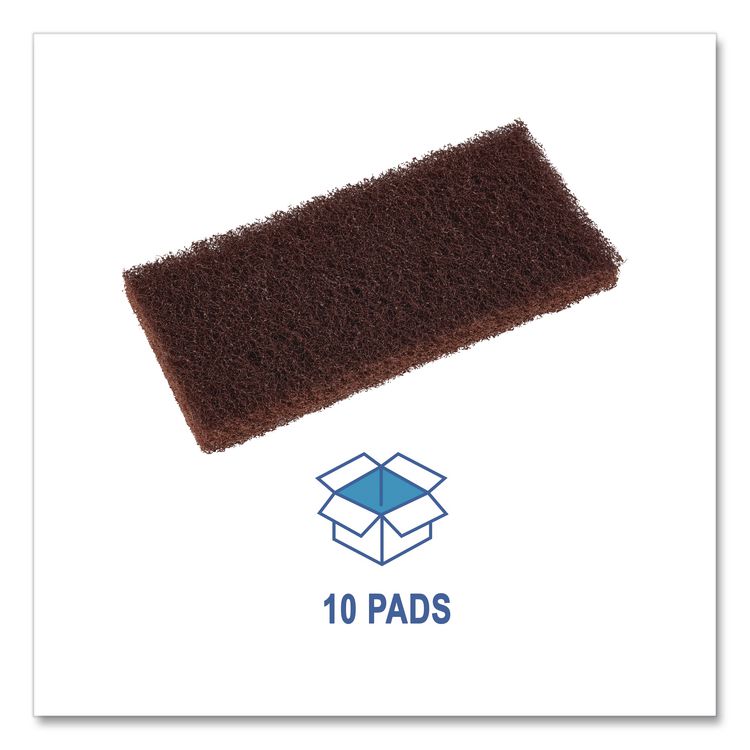 Heavy-Duty Utility Pad, 4.62 x 10, Brown, 10/Carton