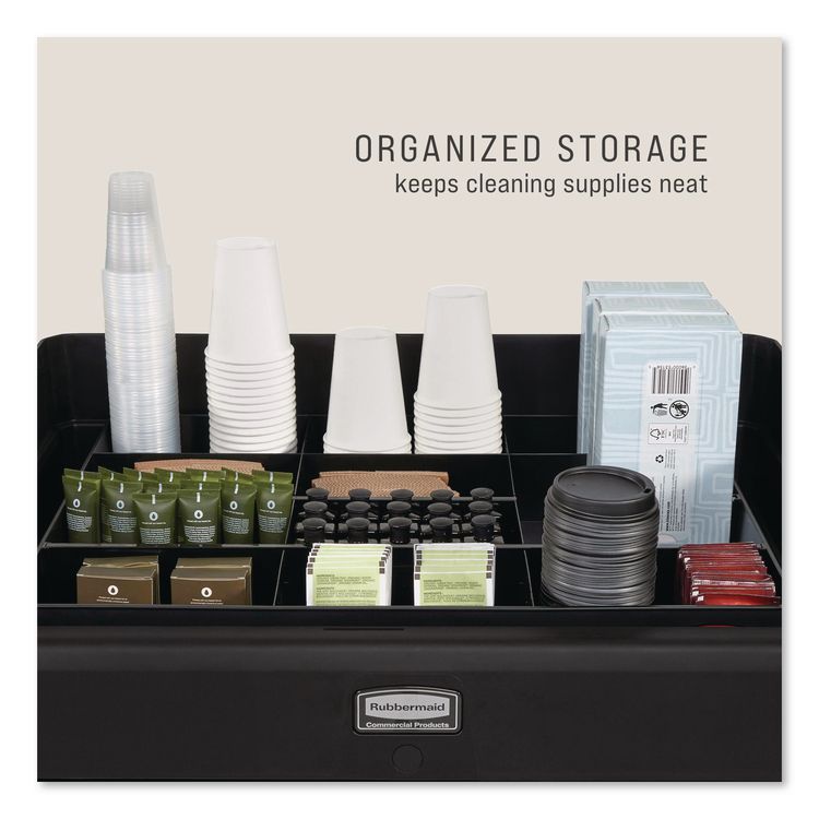 Amenity Organizer for all Rubbermaid Commercial Full Size and Compact Housekeeping Carts, 11 Sections, 18.75 x 3.62, Black