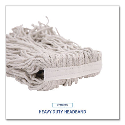 Banded Cotton Mop Heads, Cut-End, 20 oz, White, 12/Carton