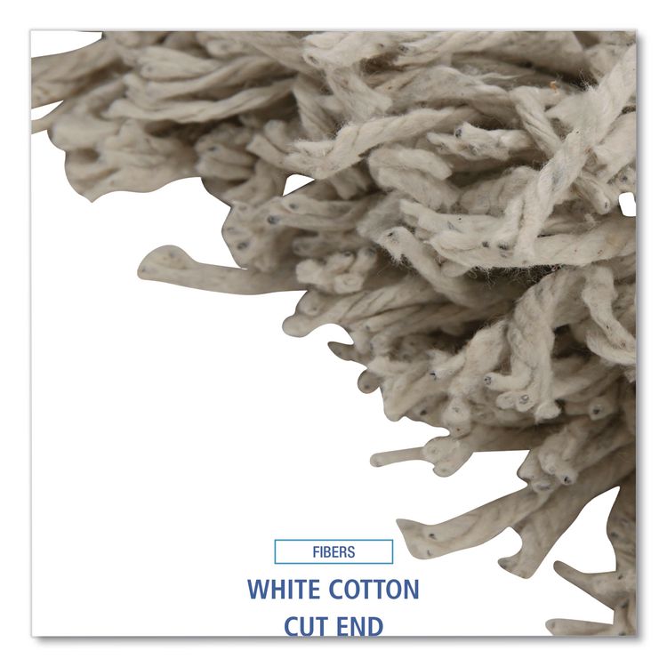 Banded Cotton Mop Heads, Cut-End, 20 oz, White, 12/Carton