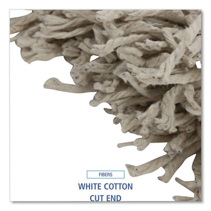 Banded Cotton Mop Heads, Cut-End, 20 oz, White, 12/Carton