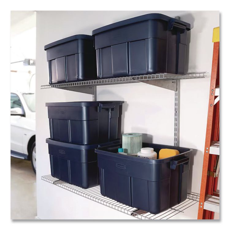 Roughneck Storage Box, 31 gal, 20.4" x 32.3" x 16.7", Dark Indigo Metallic