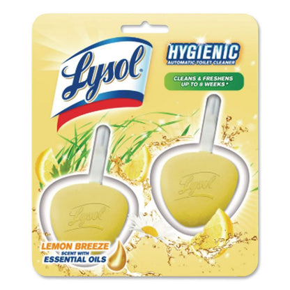 Hygienic Automatic Toilet Bowl Cleaner, Lemon Breeze Scent, 1.41 oz Block, 2/Pack