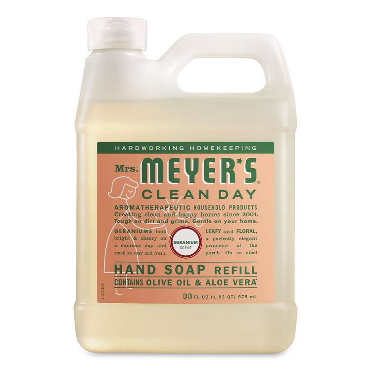 Clean Day Liquid Hand Soap Refill, Geranium Scent, 33 oz, 6/Carton