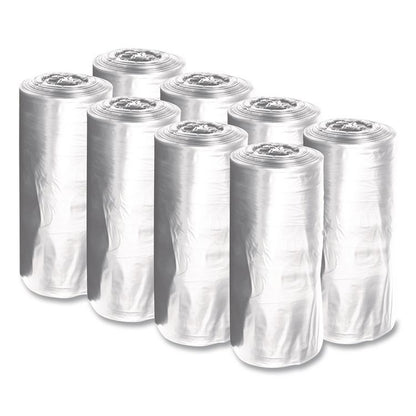 Low-Density Waste Can Liners, 23 gal, 0.9 mil, 28" x 45", Clear, Perforated Roll, 25 Bags/Roll, 8 Rolls/Carton
