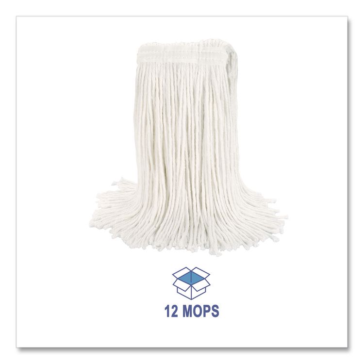 Cut-End Wet Mop Head, Rayon, #20, White, 12/Carton