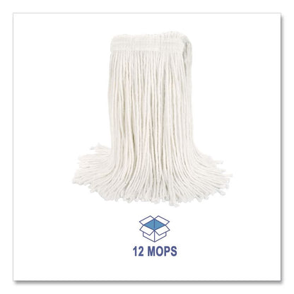 Cut-End Wet Mop Head, Rayon, #20, White, 12/Carton