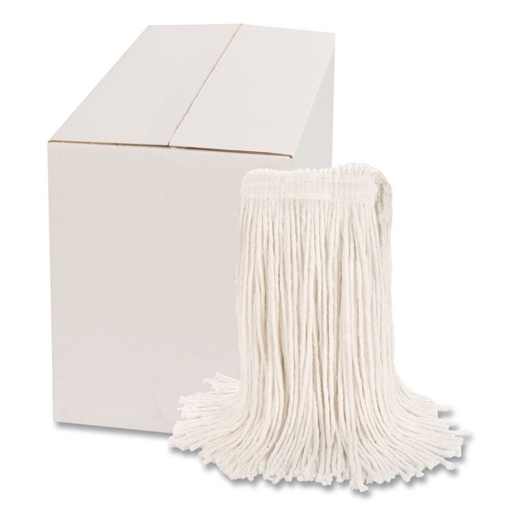 Cut-End Wet Mop Head, Rayon, #20, White, 12/Carton