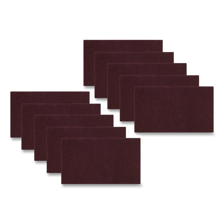 Deep Scrub Pads, 28 x 14, Maroon, 10/Carton