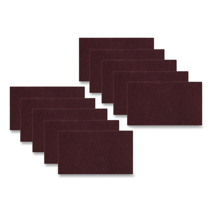 Deep Scrub Pads, 28 x 14, Maroon, 10/Carton