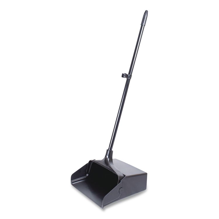 Lobby Dust Pan, 11.75 x 37, 34" Handle, Plastic/Aluminum, Black