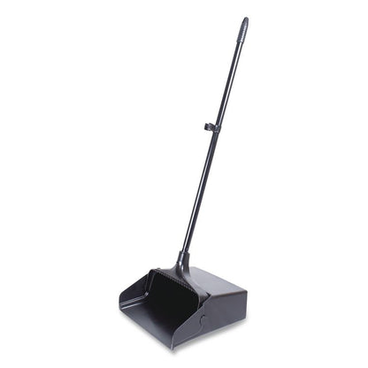 Lobby Dust Pan, 11.75 x 37, 34" Handle, Plastic/Aluminum, Black