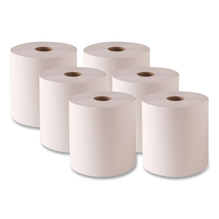 Hardwound Roll Towels, 1-Ply, 8" x 800 ft, White, 6 Rolls/Carton