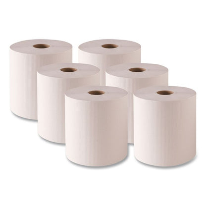 Hardwound Roll Towels, 1-Ply, 8" x 800 ft, White, 6 Rolls/Carton