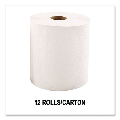 Hardwound Roll Towels, 1-Ply, 8" x 600 ft, White, 12 Rolls/Carton