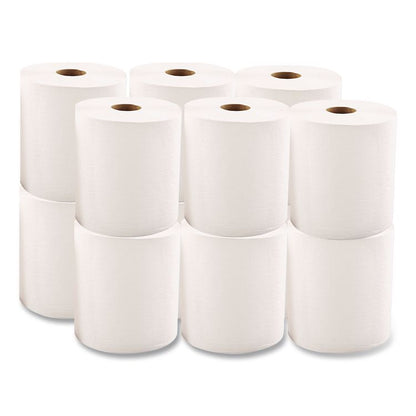 Hardwound Roll Towels, 1-Ply, 8" x 600 ft, White, 12 Rolls/Carton