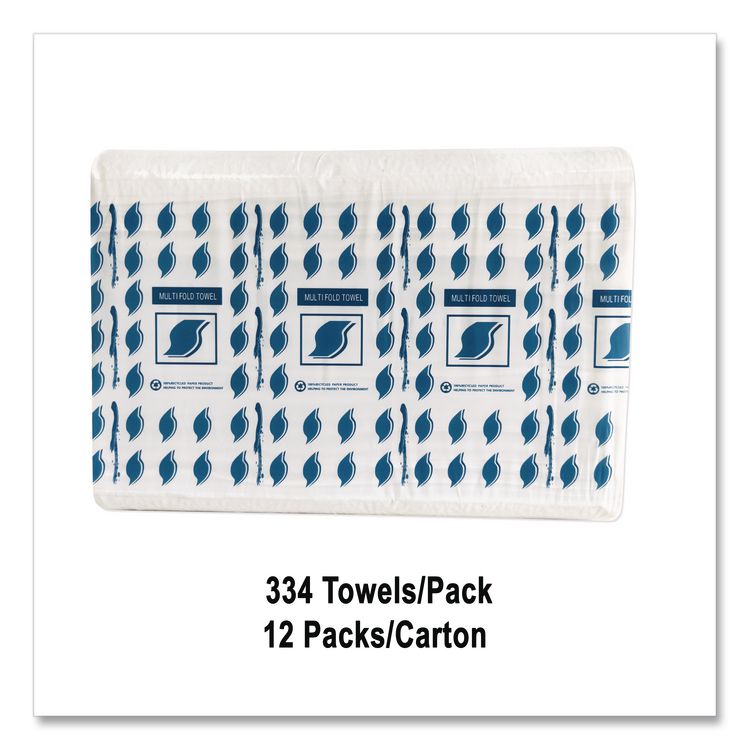Single-Fold Paper Towels, 9 x 9.45, White, 334/Pack, 12 Packs/Carton