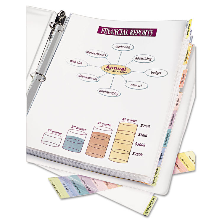 Protect 'n Tab Sheet Protectors, 8-Tabs, Heavy-Duty, Side: 3-Hole Punched, Top Load 8.5 x 11 Insert, Clear, 8/Set