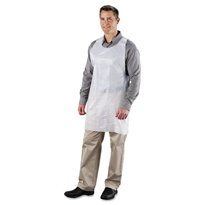 Poly Apron, 24 x 42, One Size Fits Most, White, 100/Pack, 10 Packs/Carton