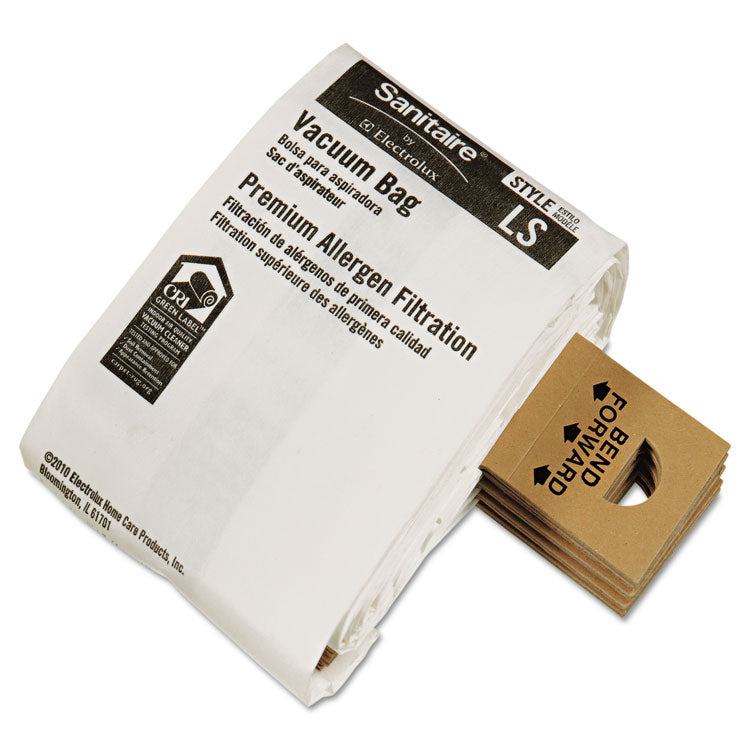Commercial Upright Vacuum Cleaner Replacement Bags, Style LS, 5/Pack, 10 Packs/Carton