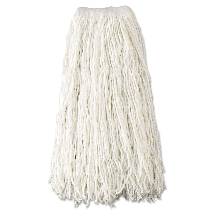 Non-Launderable Economy Cut-End Rayon Mop Head, 24 oz, 1" Band, White, 12/Carton