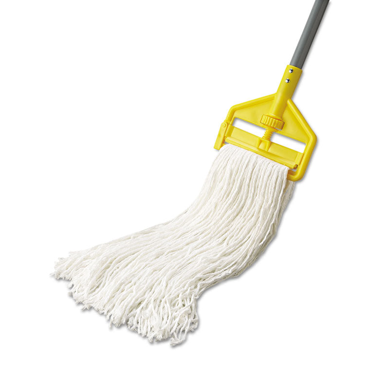 Non-Launderable Economy Cut-End Rayon Mop Head, 24 oz, 1" Band, White, 12/Carton
