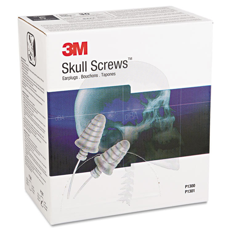 E-A-RSkull Screws Earplugs, Corded, Reusable, 32 dB NRR, One Size Fits Most, Silver Gray Threaded Bell Plugs, 120/Box