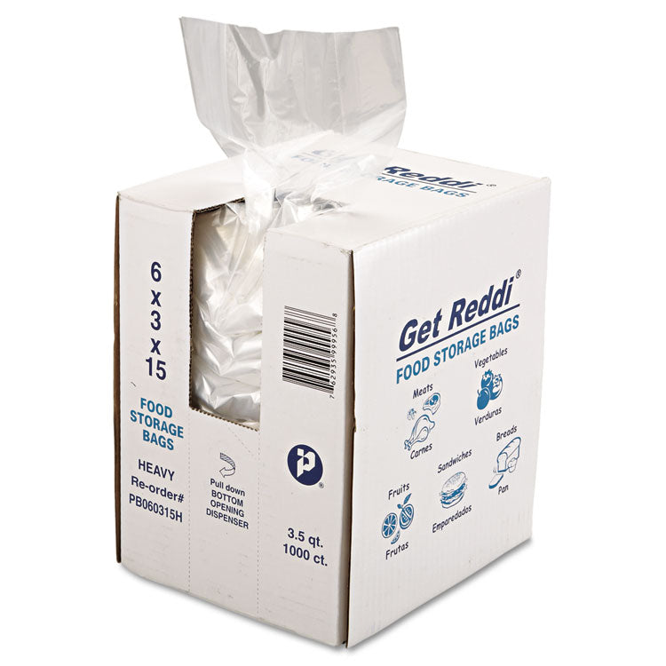 Food Bags, 112 oz, 1 mil, 6" x 3" x 15", Clear, 1,000/Carton