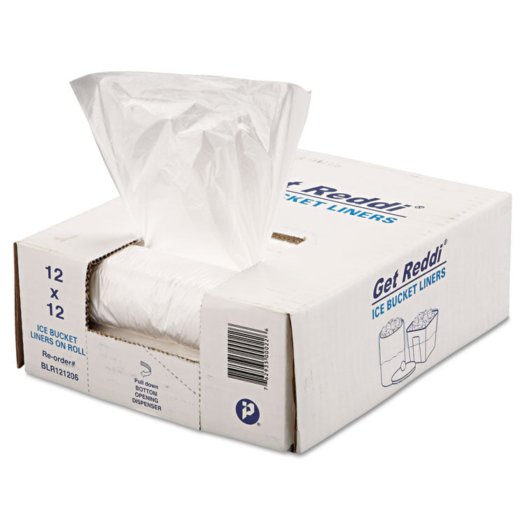 Ice Bucket Liner Bags, 96 oz, 0.24 mil, 12" x 12", Clear, 1,000/Carton