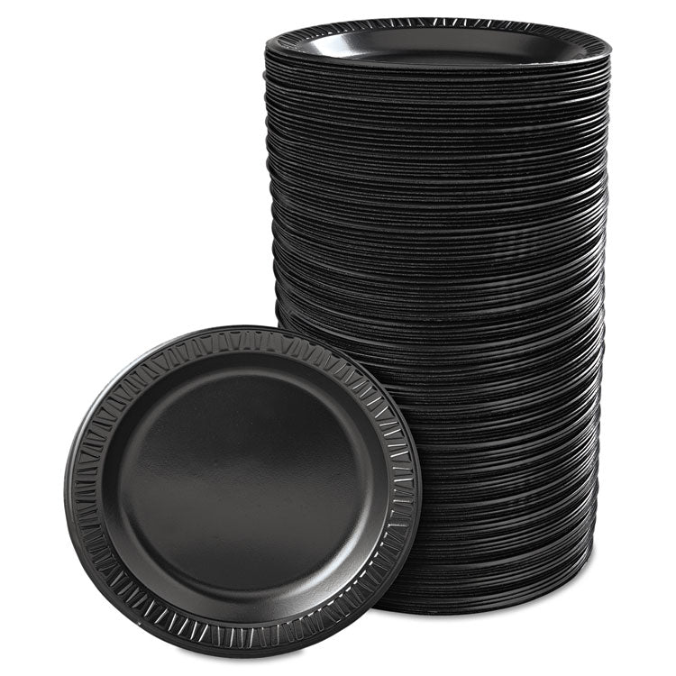 Quiet Classic Laminated Foam Dinnerware, Plate, 9" dia, Black, 125/Pack, 4 Packs/Carton