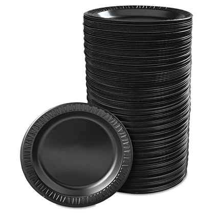 Quiet Classic Laminated Foam Dinnerware, Plate, 9" dia, Black, 125/Pack, 4 Packs/Carton