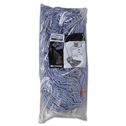 Non-Launderable Cotton/Synthetic Cut-End Blend Mop Head, 24 oz, 1" Band, Blue, 12/Carton
