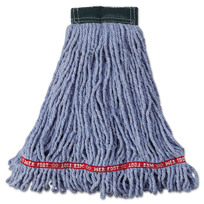 Web Foot Wet Mop Head, Shrinkless, Cotton/Synthetic, Medium, Blue, 6/Carton
