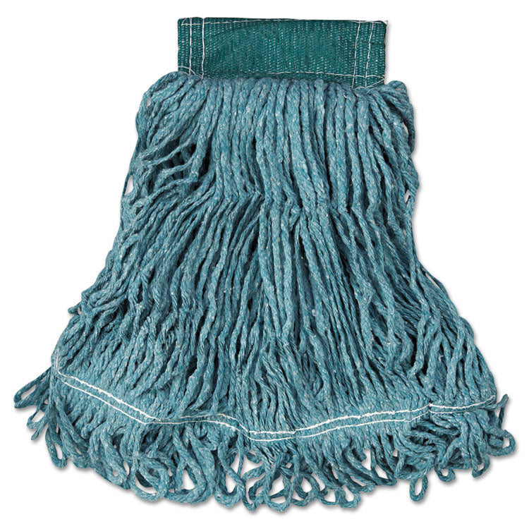 Super Stitch Blend Mop Head, Cotton/Synthetic, Medium,  Green, 6/Carton