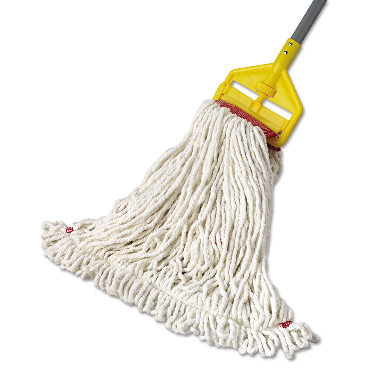 Web Foot Wet Mop Head, Shrinkless, Cotton/Synthetic, Large, White,  6/Carton