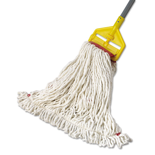 Web Foot Wet Mop Head, Shrinkless, Cotton/Synthetic, Large, White, 6/Carton