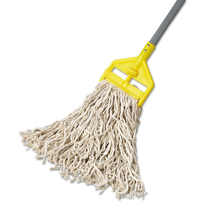Non-Launderable Economy Cut-End Cotton Wet Mop Head, 16 oz, 1" Band, White, 12/Carton