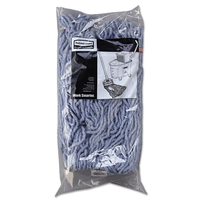 Web Foot Wet Mop Head with 1" Headband, Shrinkless, Cotton/Synthetic, Medium, Blue, 6/Carton