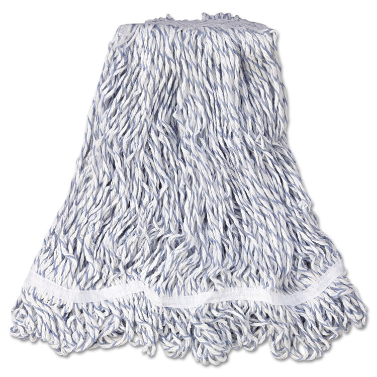 Web Foot Premium Finish Mop Head, White, Med, Cotton/Synthetic, 1". White Headband, 6/Carton
